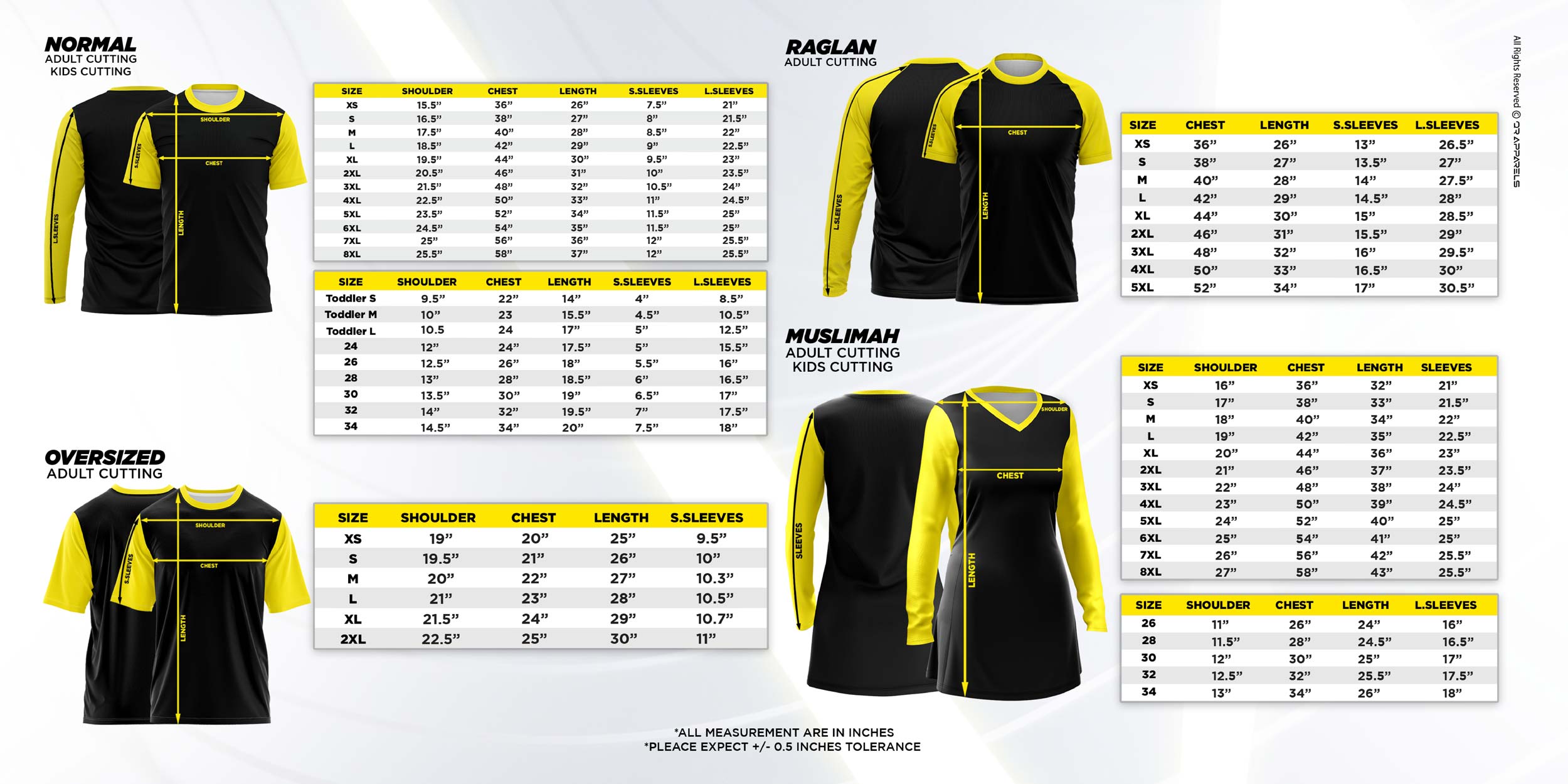 Jersey size chart